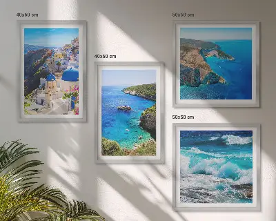 Galleria a parete con vedute greche di Santorini Oia
