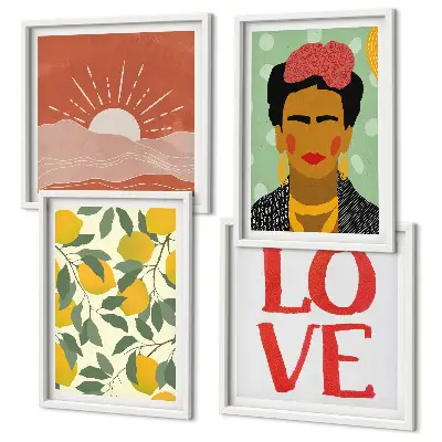 Galleria a parete con stampa a tema limoni e frase d'amore paesaggio stile Frida