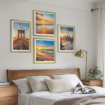 Polittico con cornice ponti tramonti città