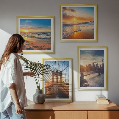 Polittico con cornice ponti tramonti città