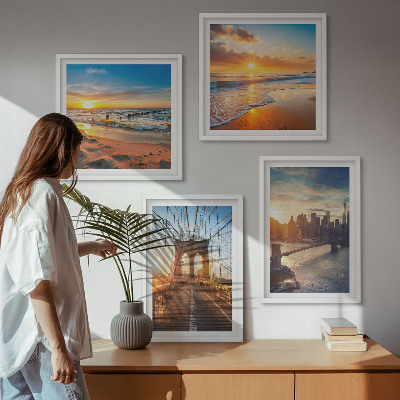 Polittico con cornice ponti tramonti città