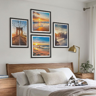 Polittico con cornice ponti tramonti città