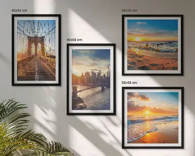 Ponti tramonti città quadro polittico con cornice