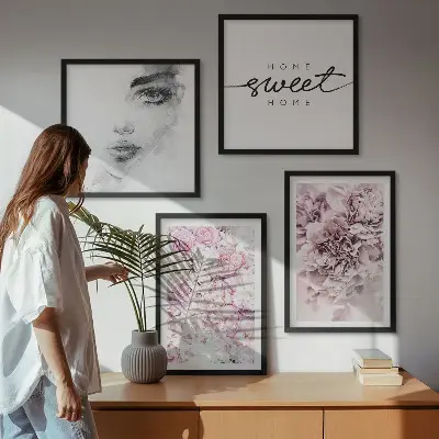 Peonie ritratto di una donna a casa galleria a parete