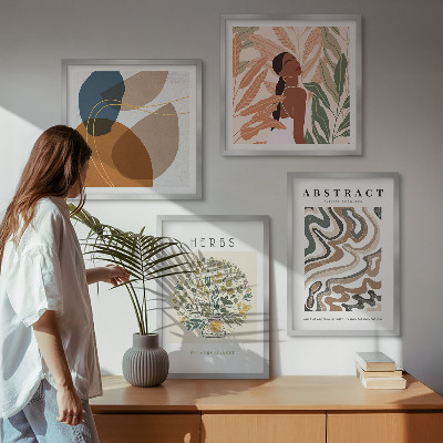 Polittico con cornice Poster in stile boho dai colori pastello