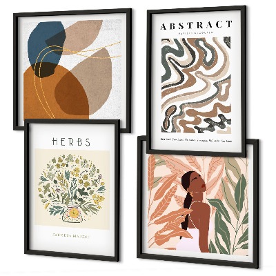 Polittico con cornice Poster in stile boho dai colori pastello
