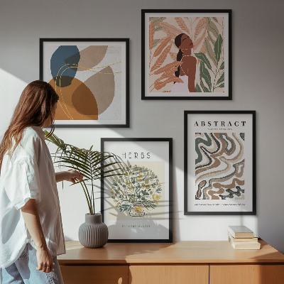 Polittico con cornice Poster in stile boho dai colori pastello