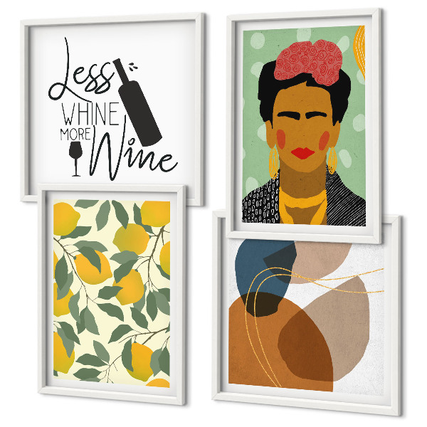 Polittico con cornice Limoni, vino, ritratto di Frida