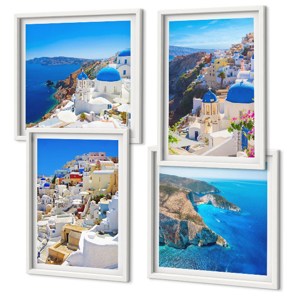 Polittico con cornice Paesaggio architettonico Oia Santorini Grecia