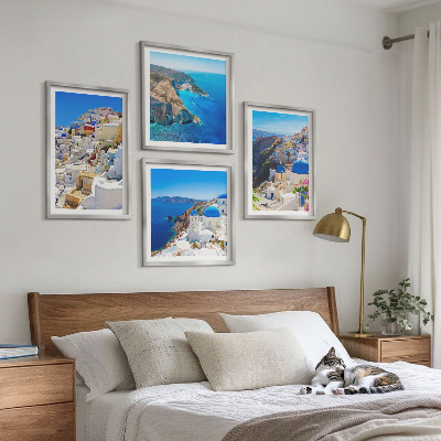 Polittico con cornice Paesaggio architettonico Oia Santorini Grecia