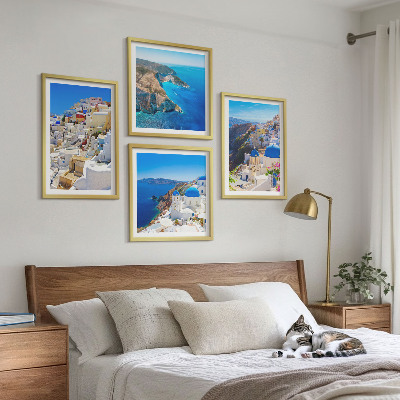 Polittico con cornice Paesaggio architettonico Oia Santorini Grecia
