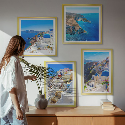 Polittico con cornice Paesaggio architettonico Oia Santorini Grecia