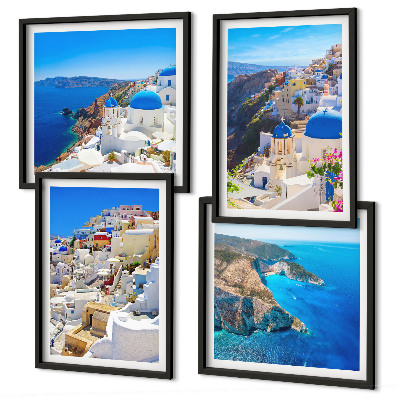 Polittico con cornice Paesaggio architettonico Oia Santorini Grecia