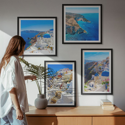 Polittico con cornice Paesaggio architettonico Oia Santorini Grecia
