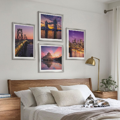 Polittico con cornice Ponti, sole, vista sulla città