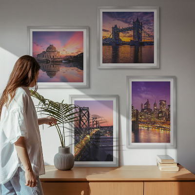 Polittico con cornice Ponti, sole, vista sulla città