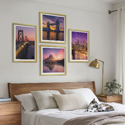 Polittico con cornice Ponti, sole, vista sulla città