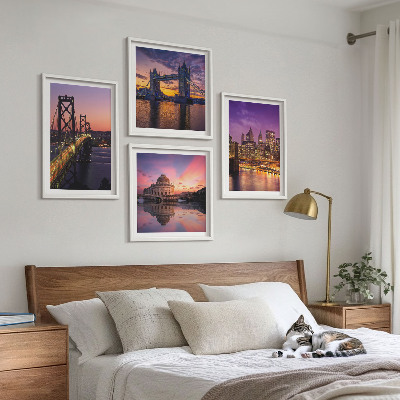 Polittico con cornice Ponti, sole, vista sulla città