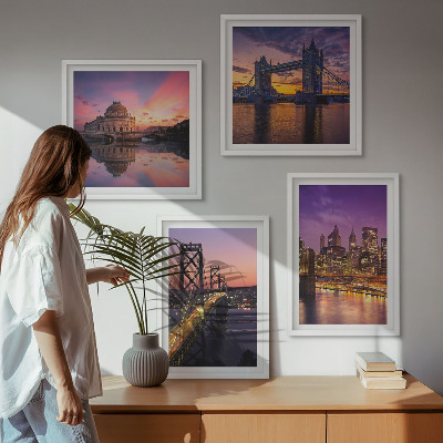 Polittico con cornice Ponti, sole, vista sulla città