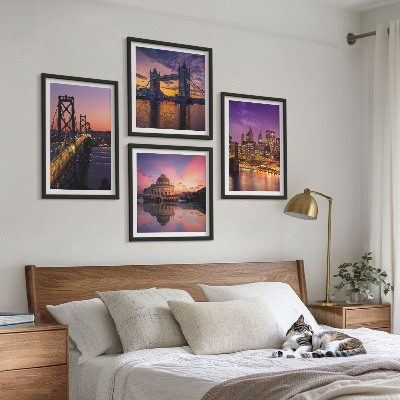 Polittico con cornice Ponti, sole, vista sulla città