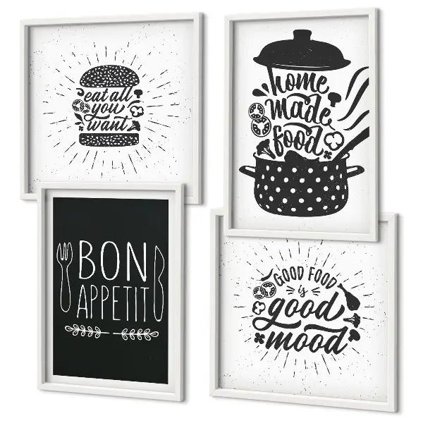 Grafica culinaria a tema cibo polittico con cornice
