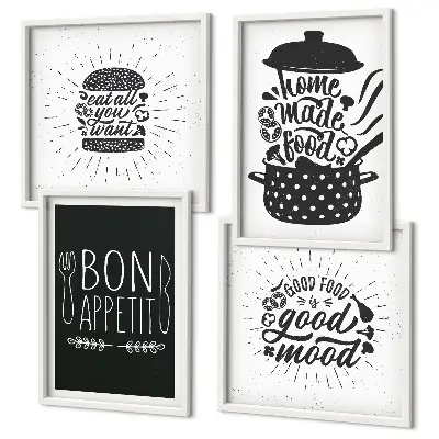 Grafica culinaria a tema cibo polittico con cornice