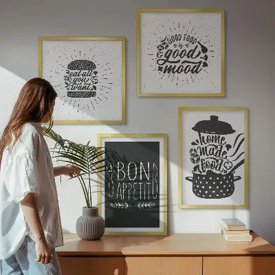 Grafica culinaria a tema cibo polittico con cornice