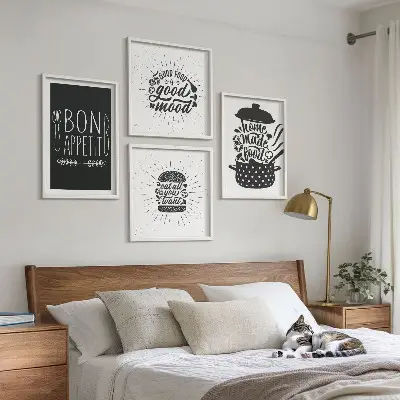 Grafica culinaria a tema cibo polittico con cornice