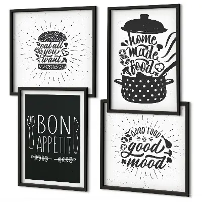 Grafica culinaria a tema cibo polittico con cornice