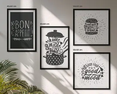 Grafica culinaria a tema cibo polittico con cornice