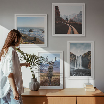 Galleria a parete paesaggi montani cascata cervo spiagge
