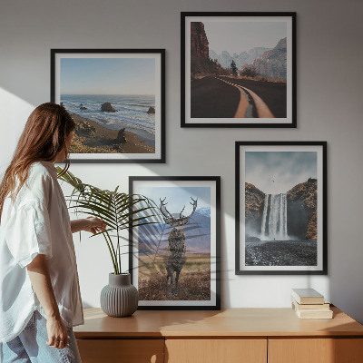 Galleria a parete paesaggi montani cascata cervo spiagge