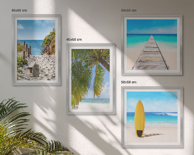 Composizione di 4 quadri Panorami vacanzieri, spiaggia, palme