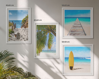 Composizione di 4 quadri Panorami vacanzieri, spiaggia, palme