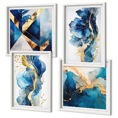 Polittico con cornice Motivi astratti blu