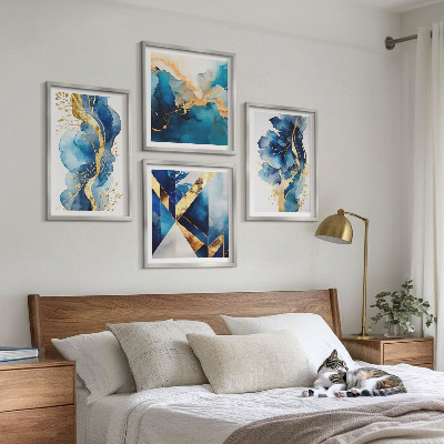 Polittico con cornice Motivi astratti blu