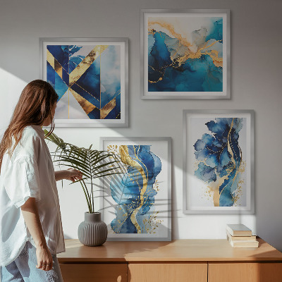 Polittico con cornice Motivi astratti blu
