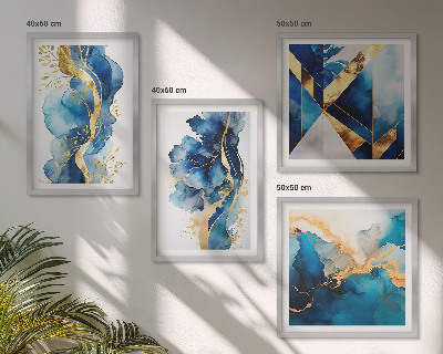 Polittico con cornice Motivi astratti blu