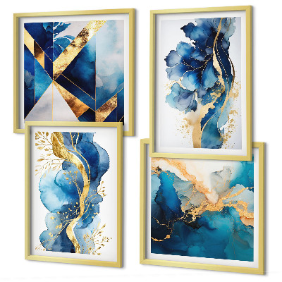 Polittico con cornice Motivi astratti blu