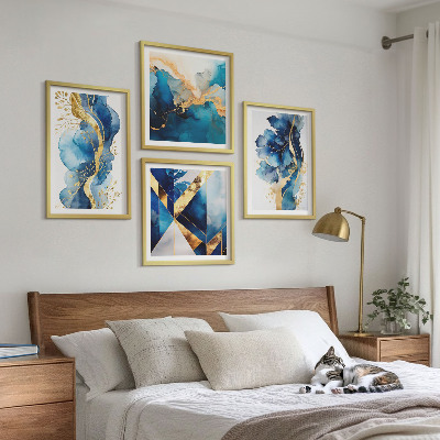 Polittico con cornice Motivi astratti blu