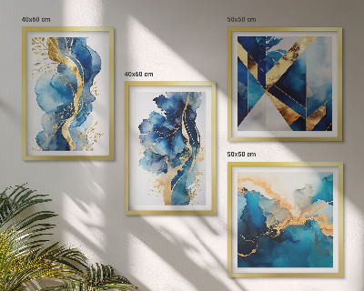 Polittico con cornice Motivi astratti blu