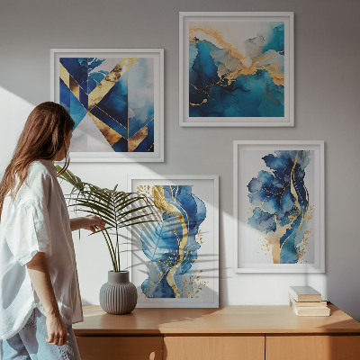 Polittico con cornice Motivi astratti blu