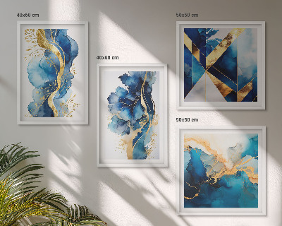Polittico con cornice Motivi astratti blu