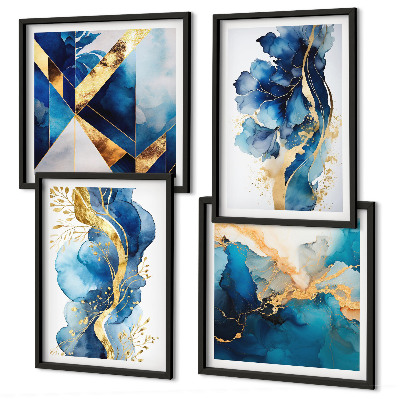 Polittico con cornice Motivi astratti blu