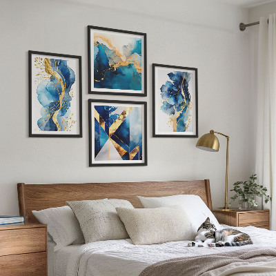 Polittico con cornice Motivi astratti blu
