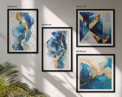Polittico con cornice Motivi astratti blu