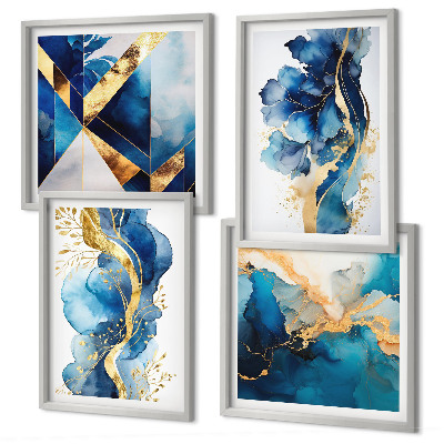 Polittico con cornice Motivi astratti blu