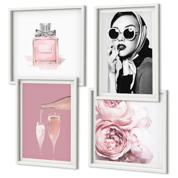 Galleria a parete accessori eleganti di colore rosa