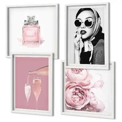 Galleria a parete accessori eleganti di colore rosa