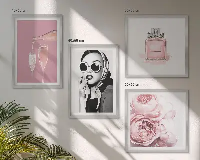 Galleria a parete accessori eleganti di colore rosa